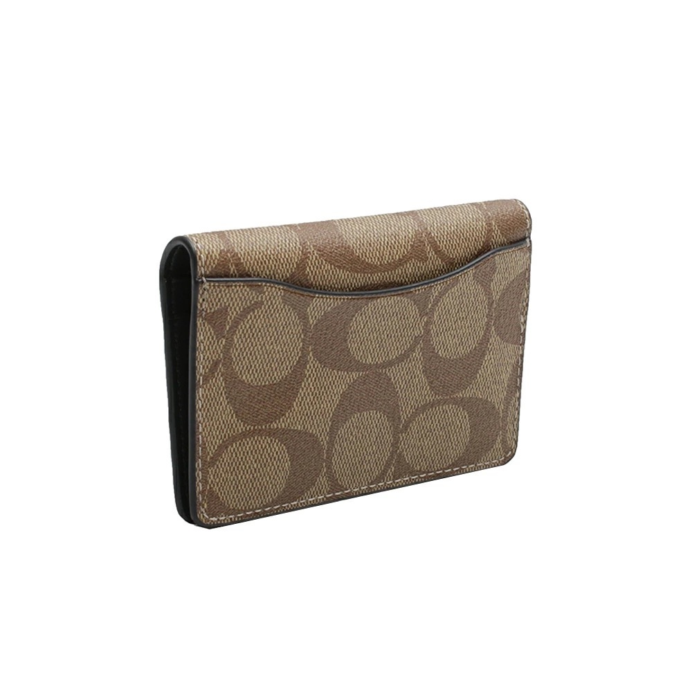 Coach Mens ID Wallet Khaki Bifold Slim Card Case Signature Canvas